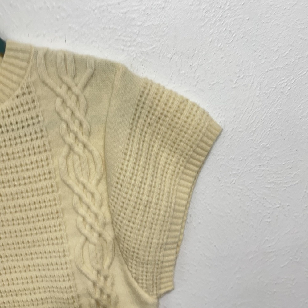 LBLC The Label Butter Cream Cropped Sweater Vest Drawstring Waist Size XS Preppy - Picture 4 of 9